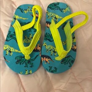 Carter's Kids Dinosaur Flip Flops - Blue and Yellow
